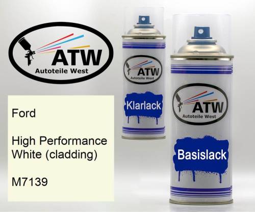 Ford, High Performance White (cladding), M7139: 400ml Sprühdose + 400ml Klarlack - Set, von ATW Autoteile West.